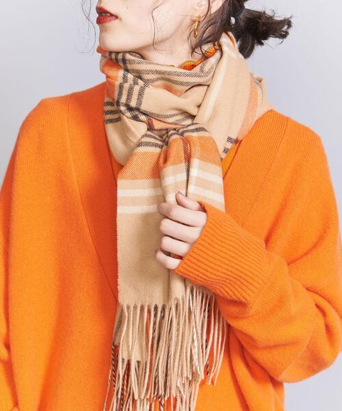BEAUTY&YOUTH UNITED ARROWS（ビューティーアンドユースユナイテッドアローズ）の「カシミヤ チェック ストール（ストール/ショール・レディース・ベージュ/オフホワイト/グレー・FREE）」の11枚目の写真