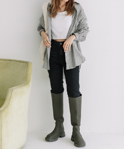 Flugge（フラッジー）の「volume sole long boots/ボリュームソールロングブーツ（ブーツ・レディース・アイボリー/カーキ・24cm/24.5cm/22.5cm/23cm/23.5cm/25cm）」の11枚目の写真