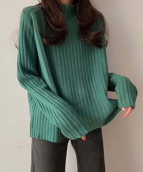 Girly Doll(ガーリードール)の「ハイネックリブニット(ニット/セーター・レディース・ボルドー/モカ/オフホワイト/ブルー/グリーン/ブラウン/ブラック/グレー・FREE)」の21枚目の写真