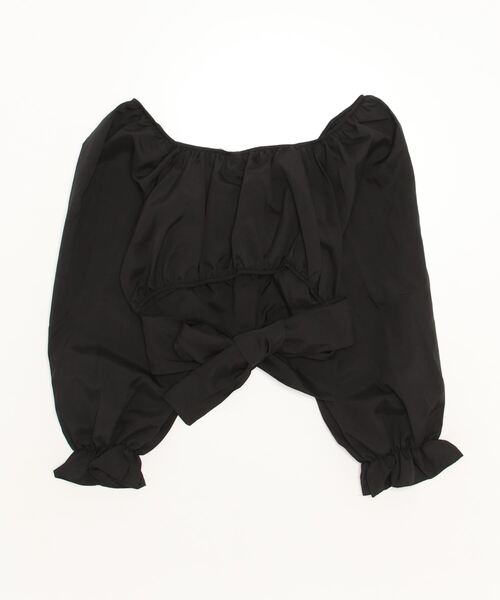 Auntie Rosa（アンティローザ）の「バックリボンクロップド丈TOPS（シャツ/ブラウス・レディース・ブラック/ホワイト・FREE）」の12枚目の写真