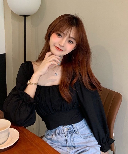 Auntie Rosa（アンティローザ）の「バックリボンクロップド丈TOPS（シャツ/ブラウス・レディース・ブラック/ホワイト・FREE）」の7枚目の写真