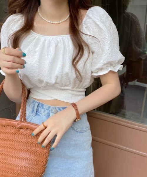 Auntie Rosa（アンティローザ）の「バックリボンクロップド丈TOPS（シャツ/ブラウス・レディース・ブラック/ホワイト・FREE）」の18枚目の写真