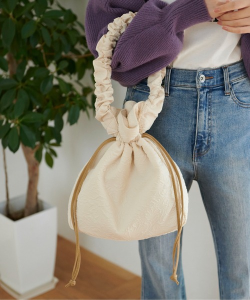 FREE'S MART（フリーズマート）の「◆巾着トート（トートバッグ・レディース・ブラック/ホワイト/グリーン・ﾌﾘ-）」の6枚目の写真