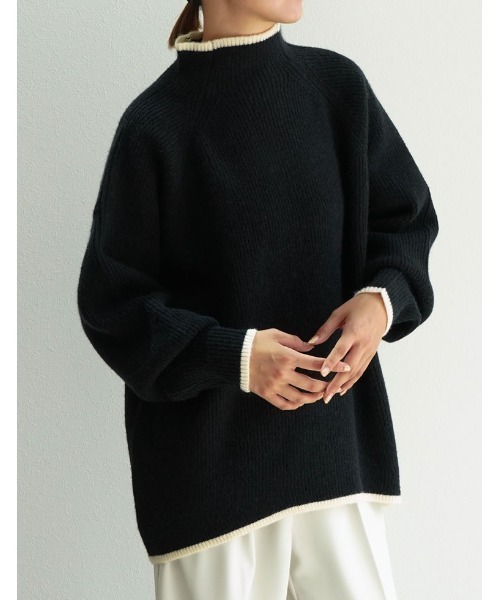 Re:EDIT(リエディ)の「アルパカタッチハイネック起毛配色ニットボリュームスリーブトップス(ニット/セーター・レディース・チャコール/ホワイト系その他/ブラック/ホワイト系その他2/グレー/ブルー/モカ・MEDIUM/LARGE)」の3枚目の写真