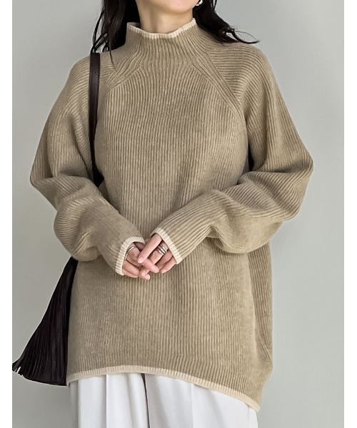 Re:EDIT(リエディ)の「アルパカタッチハイネック起毛配色ニットボリュームスリーブトップス(ニット/セーター・レディース・チャコール/ホワイト系その他/ブラック/ホワイト系その他2/グレー/ブルー/モカ・MEDIUM/LARGE)」の6枚目の写真