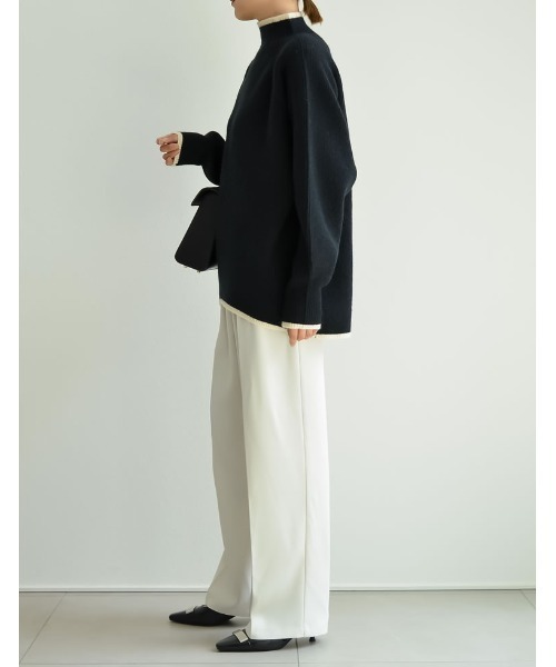 Re:EDIT(リエディ)の「アルパカタッチハイネック起毛配色ニットボリュームスリーブトップス(ニット/セーター・レディース・チャコール/ホワイト系その他/ブラック/ホワイト系その他2/グレー/ブルー/モカ・MEDIUM/LARGE)」の22枚目の写真