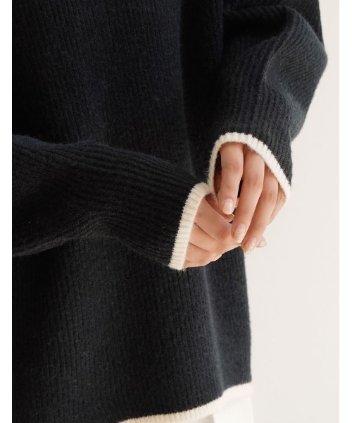 Re:EDIT(リエディ)の「アルパカタッチハイネック起毛配色ニットボリュームスリーブトップス(ニット/セーター・レディース・チャコール/ホワイト系その他/ブラック/ホワイト系その他2/グレー/ブルー/モカ・MEDIUM/LARGE)」の19枚目の写真