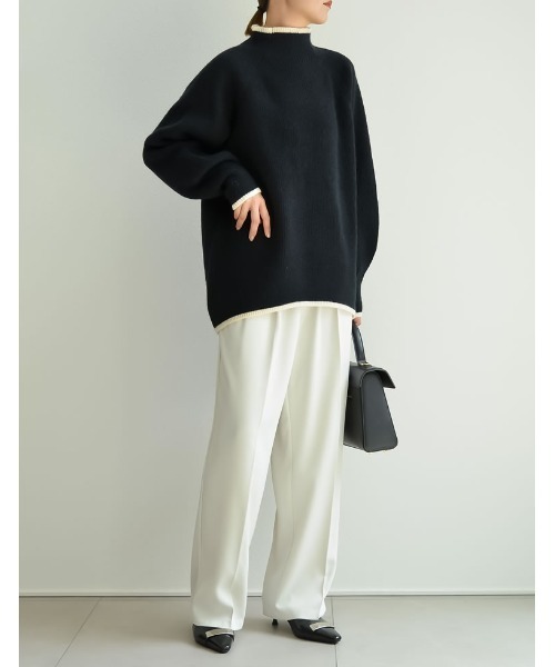 Re:EDIT(リエディ)の「アルパカタッチハイネック起毛配色ニットボリュームスリーブトップス(ニット/セーター・レディース・チャコール/ホワイト系その他/ブラック/ホワイト系その他2/グレー/ブルー/モカ・MEDIUM/LARGE)」の20枚目の写真