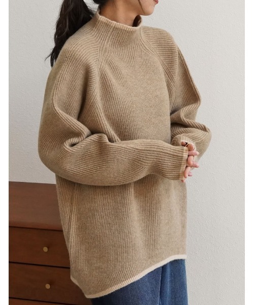 Re:EDIT(リエディ)の「アルパカタッチハイネック起毛配色ニットボリュームスリーブトップス(ニット/セーター・レディース・チャコール/ホワイト系その他/ブラック/ホワイト系その他2/グレー/ブルー/モカ・MEDIUM/LARGE)」の18枚目の写真