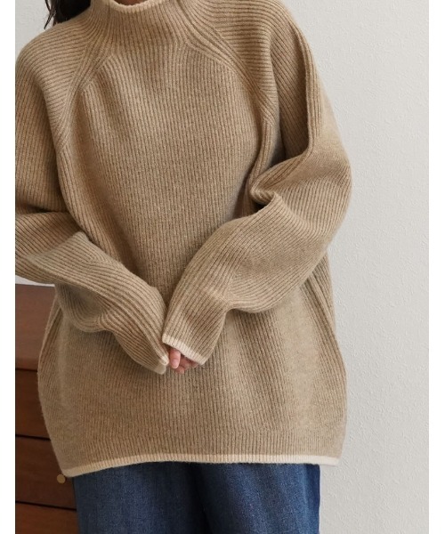 Re:EDIT(リエディ)の「アルパカタッチハイネック起毛配色ニットボリュームスリーブトップス(ニット/セーター・レディース・チャコール/ホワイト系その他/ブラック/ホワイト系その他2/グレー/ブルー/モカ・MEDIUM/LARGE)」の17枚目の写真