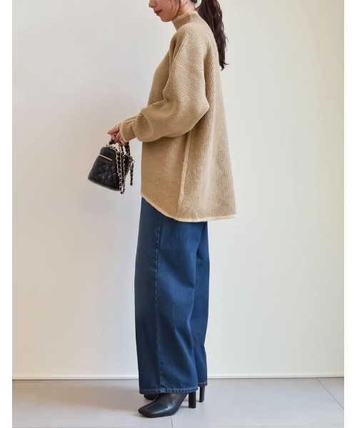 Re:EDIT(リエディ)の「アルパカタッチハイネック起毛配色ニットボリュームスリーブトップス(ニット/セーター・レディース・チャコール/ホワイト系その他/ブラック/ホワイト系その他2/グレー/ブルー/モカ・MEDIUM/LARGE)」の16枚目の写真