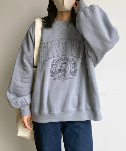 CPCM（シーピーシーエム）の「シロヌキカレッジ刺繍裏起毛プルオーバー（スウェット・レディース・チャコールグレー/グレー/ブルー・FREE）」の3枚目の写真