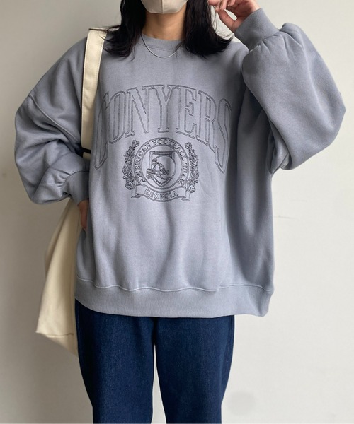 CPCM（シーピーシーエム）の「シロヌキカレッジ刺繍裏起毛プルオーバー（スウェット・レディース・チャコールグレー/グレー/ブルー・FREE）」の21枚目の写真