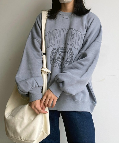 CPCM（シーピーシーエム）の「シロヌキカレッジ刺繍裏起毛プルオーバー（スウェット・レディース・チャコールグレー/グレー/ブルー・FREE）」の22枚目の写真