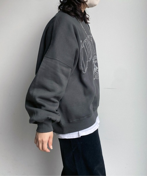 CPCM（シーピーシーエム）の「シロヌキカレッジ刺繍裏起毛プルオーバー（スウェット・レディース・チャコールグレー/グレー/ブルー・FREE）」の8枚目の写真