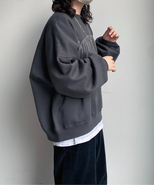 CPCM（シーピーシーエム）の「シロヌキカレッジ刺繍裏起毛プルオーバー（スウェット・レディース・チャコールグレー/グレー/ブルー・FREE）」の9枚目の写真