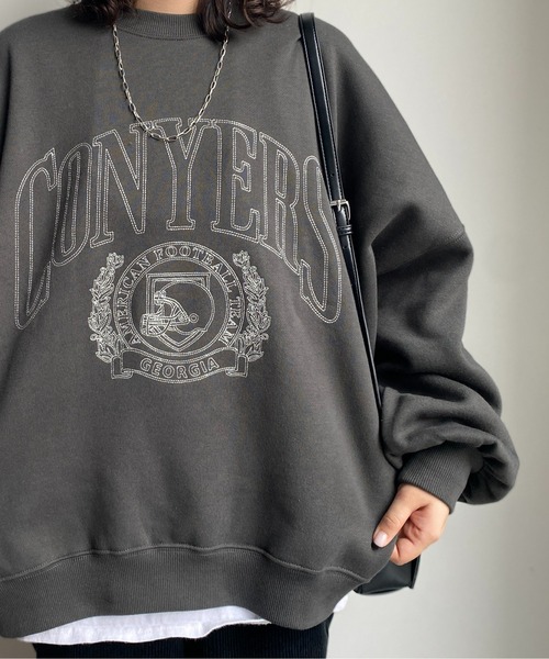 CPCM（シーピーシーエム）の「シロヌキカレッジ刺繍裏起毛プルオーバー（スウェット・レディース・チャコールグレー/グレー/ブルー・FREE）」の11枚目の写真