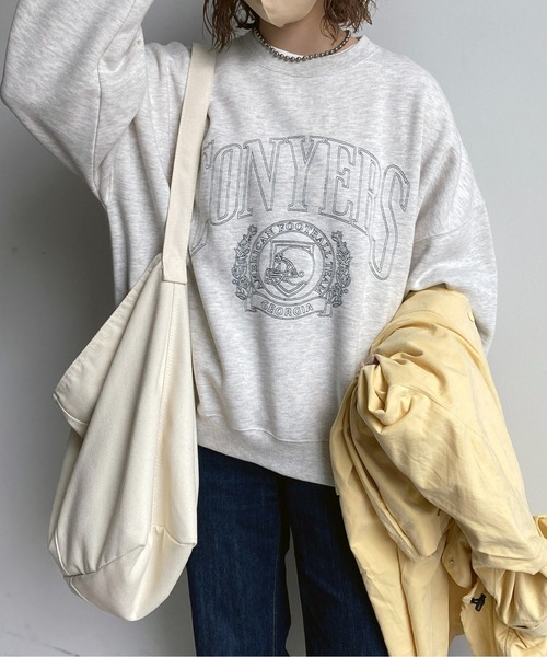 CPCM（シーピーシーエム）の「シロヌキカレッジ刺繍裏起毛プルオーバー（スウェット・レディース・チャコールグレー/グレー/ブルー・FREE）」の14枚目の写真