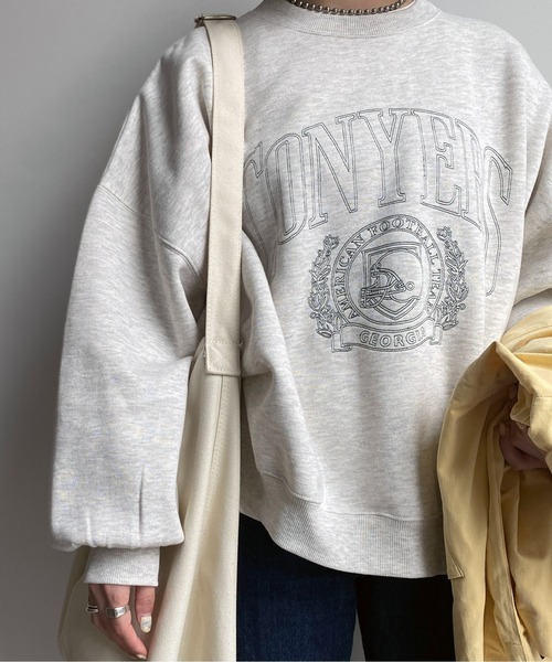 CPCM（シーピーシーエム）の「シロヌキカレッジ刺繍裏起毛プルオーバー（スウェット・レディース・チャコールグレー/グレー/ブルー・FREE）」の19枚目の写真