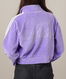 【セットアップ対応商品】HONEYロゴ ベロア素材ショート丈ハーフジップパーカー