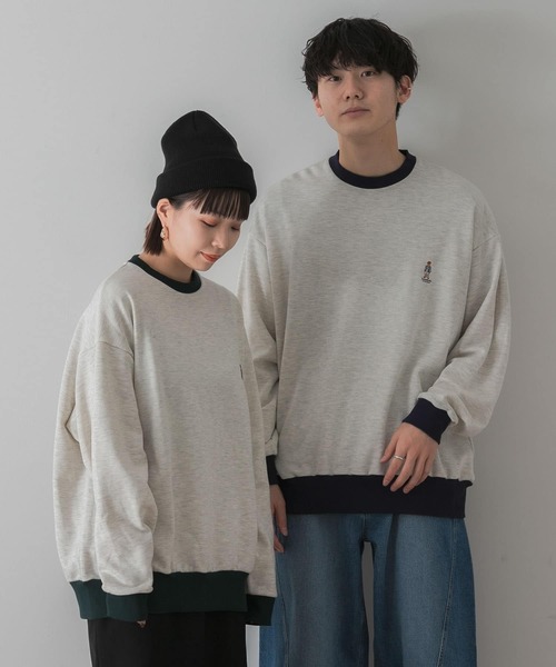 SENSE OF PLACE by URBAN RESEARCH(センスオブプレイスバイアーバンリサーチ)の「『別注』TeddyBear×SENSE OF PLACE テディベアリンガースウェット(スウェット・メンズ・ナチュラル/ネイビー/オートミール・LARGE/MEDIUM)」の2枚目の写真