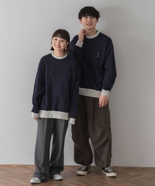 SENSE OF PLACE by URBAN RESEARCH(センスオブプレイスバイアーバンリサーチ)の「『別注』TeddyBear×SENSE OF PLACE テディベアリンガースウェット(スウェット・メンズ・ナチュラル/ネイビー/オートミール・LARGE/MEDIUM)」の1枚目の写真