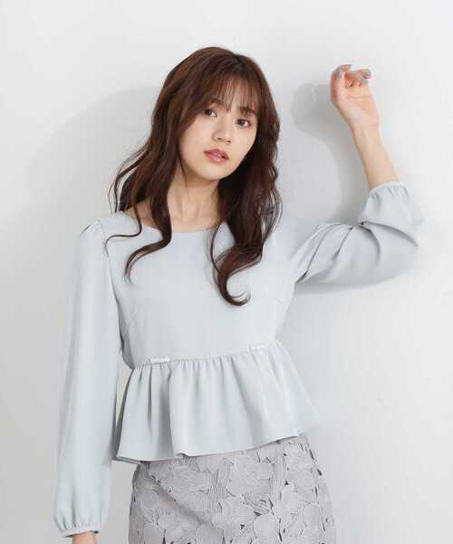 PROPORTION BODY DRESSING(プロポーションボディドレッシング)の「パールペプラムブラウス / 1213110101(シャツ/ブラウス・レディース・ライトグリーン/ネイビー/オフホワイト・SMALL/MEDIUM)」の8枚目の写真