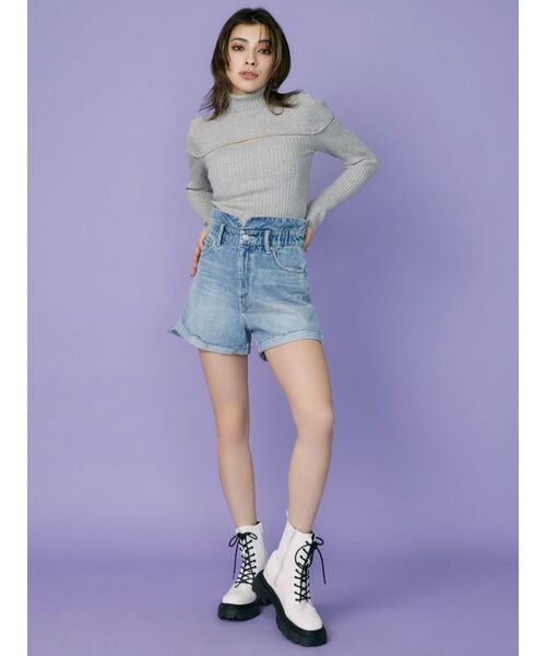 EVRIS（エヴリス）の「ダメージデニムショートパンツ（デニムパンツ・レディース・ホワイト/ブラック/ブルー・SMALL/MEDIUM）」の6枚目の写真