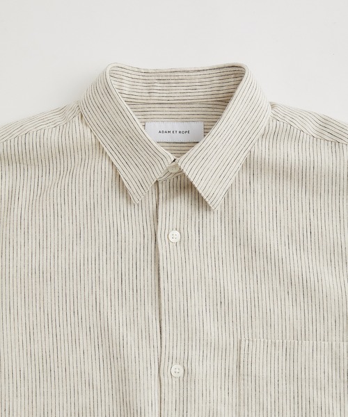 ADAM ET ROPE'(アダムエロペ)の「ヘビーリネン ストライプ ビッグシルエット レギュラーカラーシャツ(シャツ/ブラウス・メンズ・ホワイト系その他5・M/L)」の14枚目の写真