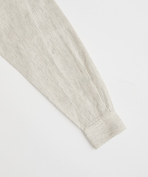 ADAM ET ROPE'(アダムエロペ)の「ヘビーリネン ストライプ ビッグシルエット レギュラーカラーシャツ(シャツ/ブラウス・メンズ・ホワイト系その他5・M/L)」の9枚目の写真