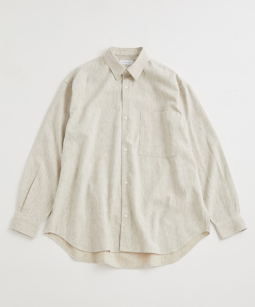 ADAM ET ROPE'(アダムエロペ)の「ヘビーリネン ストライプ ビッグシルエット レギュラーカラーシャツ(シャツ/ブラウス・メンズ・ホワイト系その他5・M/L)」の15枚目の写真