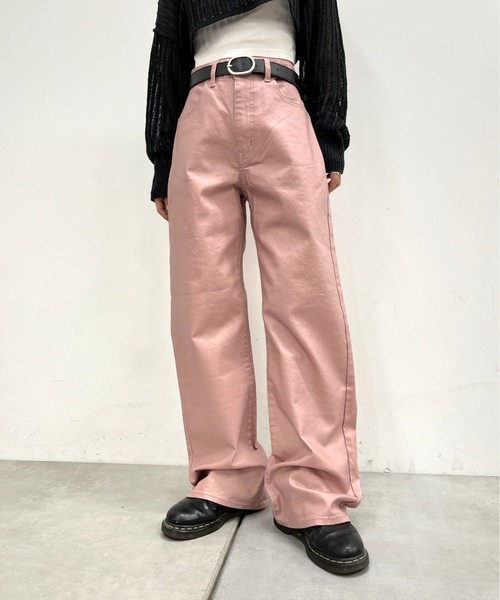 WHO'S WHO gallery（フーズフーギャラリー）の「PUコーティングパンツ（その他パンツ・レディース・ベビーピンク/ブラック・FREE）」の2枚目の写真