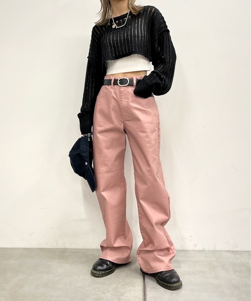 WHO'S WHO gallery（フーズフーギャラリー）の「PUコーティングパンツ（その他パンツ・レディース・ベビーピンク/ブラック・FREE）」の4枚目の写真