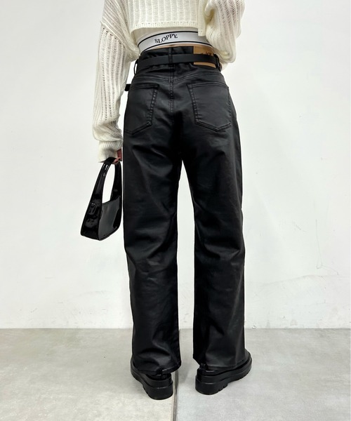 WHO'S WHO gallery（フーズフーギャラリー）の「PUコーティングパンツ（その他パンツ・レディース・ベビーピンク/ブラック・FREE）」の5枚目の写真