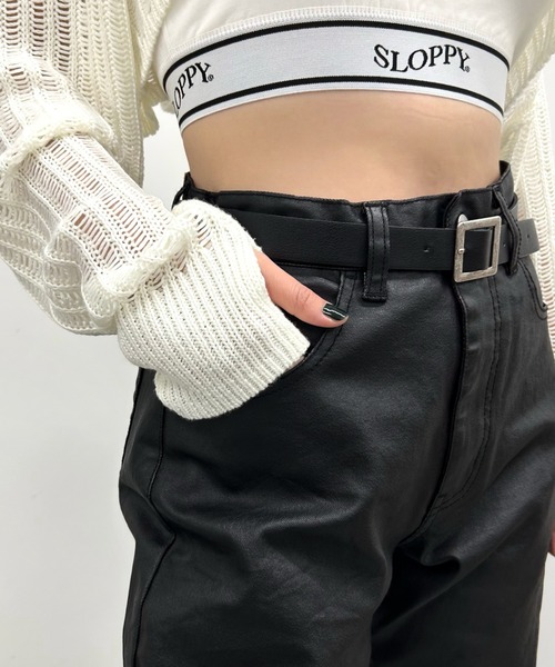 WHO'S WHO gallery（フーズフーギャラリー）の「PUコーティングパンツ（その他パンツ・レディース・ベビーピンク/ブラック・FREE）」の6枚目の写真