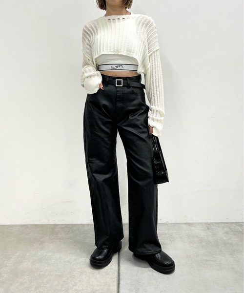 WHO'S WHO gallery（フーズフーギャラリー）の「PUコーティングパンツ（その他パンツ・レディース・ベビーピンク/ブラック・FREE）」の7枚目の写真