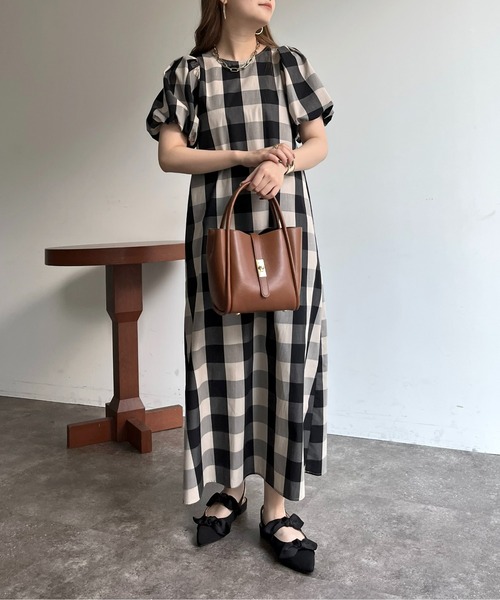 Randy バックオープンハウンドチェックワンピース バックオープンハウンドチェックワンピース – Randy