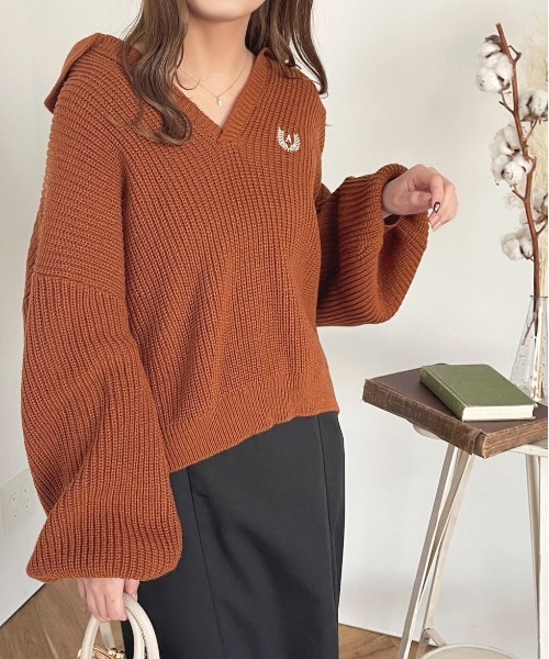 apres jour（アプレジュール）の「ハーフポロニット【ZOZOTOWN限定アイテム】（ニット/セーター・レディース・ネイビー/アイボリー/オレンジ系その他・X-LARGE/フリー）」の19枚目の写真