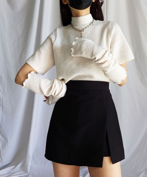 me+em select（ミームセレクト）の「【 ７COLOR 】ハイウエストレイヤードミニスカパン（スカート・レディース・グレー/ブラック/ベージュ/モカ/アイボリー/ブルー/ピンク・FREE）」の15枚目の写真