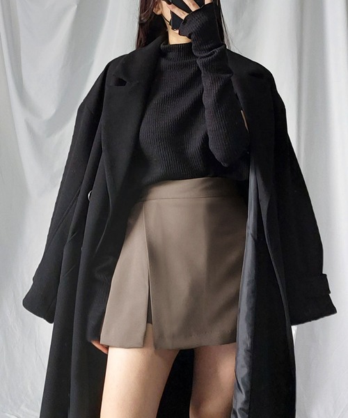 me+em select（ミームセレクト）の「【 ７COLOR 】ハイウエストレイヤードミニスカパン（スカート・レディース・グレー/ブラック/ベージュ/モカ/アイボリー/ブルー/ピンク・FREE）」の21枚目の写真