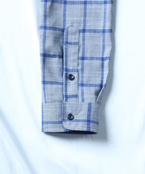 UNION STATION（ユニオンステーション）の「T/Rチェックカッタウェイカラーシャツ（シャツ/ブラウス・メンズ・グレー系その他/ブルー系その他・M/L/LL）」の16枚目の写真