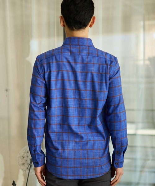 UNION STATION（ユニオンステーション）の「T/Rチェックカッタウェイカラーシャツ（シャツ/ブラウス・メンズ・グレー系その他/ブルー系その他・M/L/LL）」の5枚目の写真