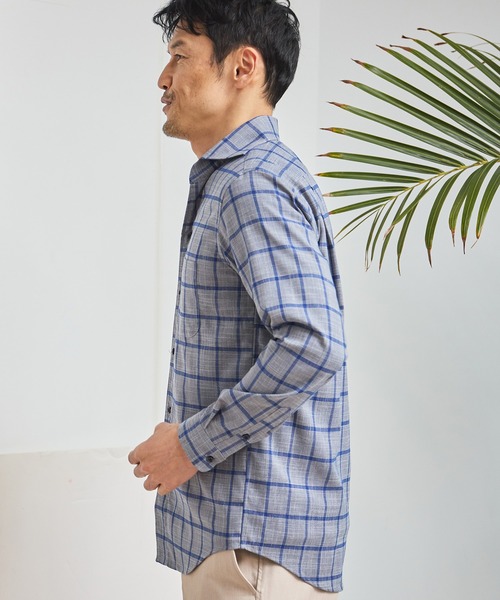 UNION STATION（ユニオンステーション）の「T/Rチェックカッタウェイカラーシャツ（シャツ/ブラウス・メンズ・グレー系その他/ブルー系その他・M/L/LL）」の6枚目の写真