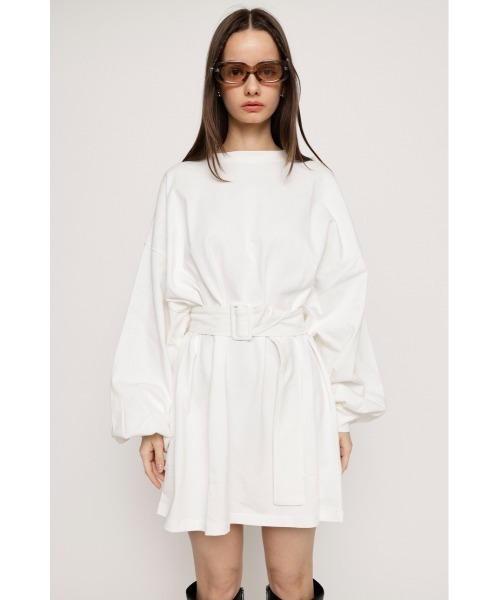 【関税込み】Dion Lee オフホワイト ブレイド ミニワンピース タックギャザーミディティアードワンピース(ミニワンピース