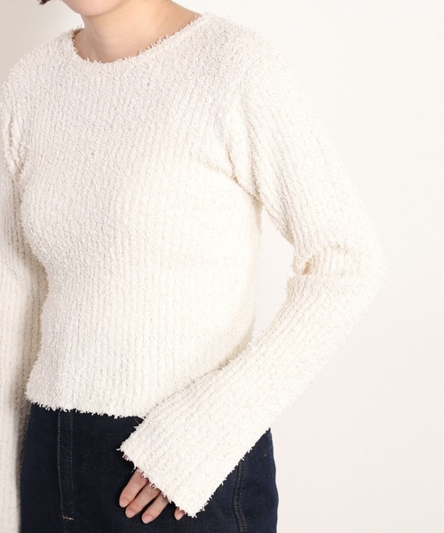 cepo（セポ）の「モコモコシャギーリブニット（ニット/セーター・レディース・グリーン/オフホワイト/ブラック・FREE）」の2枚目の写真