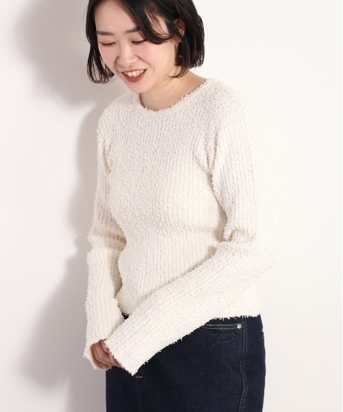 cepo（セポ）の「モコモコシャギーリブニット（ニット/セーター・レディース・グリーン/オフホワイト/ブラック・FREE）」の5枚目の写真