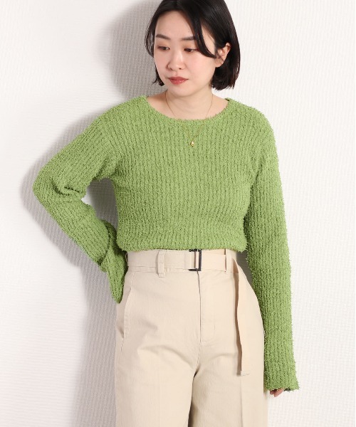 cepo（セポ）の「モコモコシャギーリブニット（ニット/セーター・レディース・グリーン/オフホワイト/ブラック・FREE）」の22枚目の写真