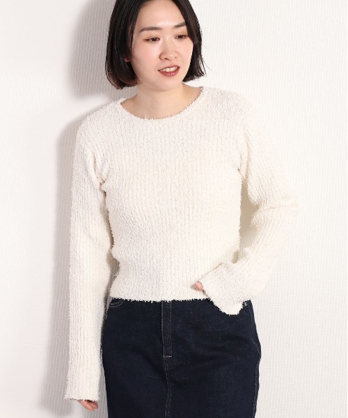 cepo（セポ）の「モコモコシャギーリブニット（ニット/セーター・レディース・グリーン/オフホワイト/ブラック・FREE）」の4枚目の写真