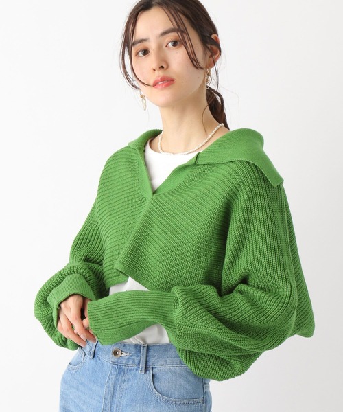 LEPSIM(レプシィム)の「5ゲージショートニットセットプルオーバー 187380(ニット/セーター・レディース・アイボリー/ライトグリーン・FREE)」の1枚目の写真