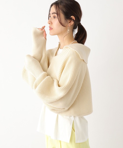 LEPSIM(レプシィム)の「5ゲージショートニットセットプルオーバー 187380(ニット/セーター・レディース・アイボリー/ライトグリーン・FREE)」の5枚目の写真